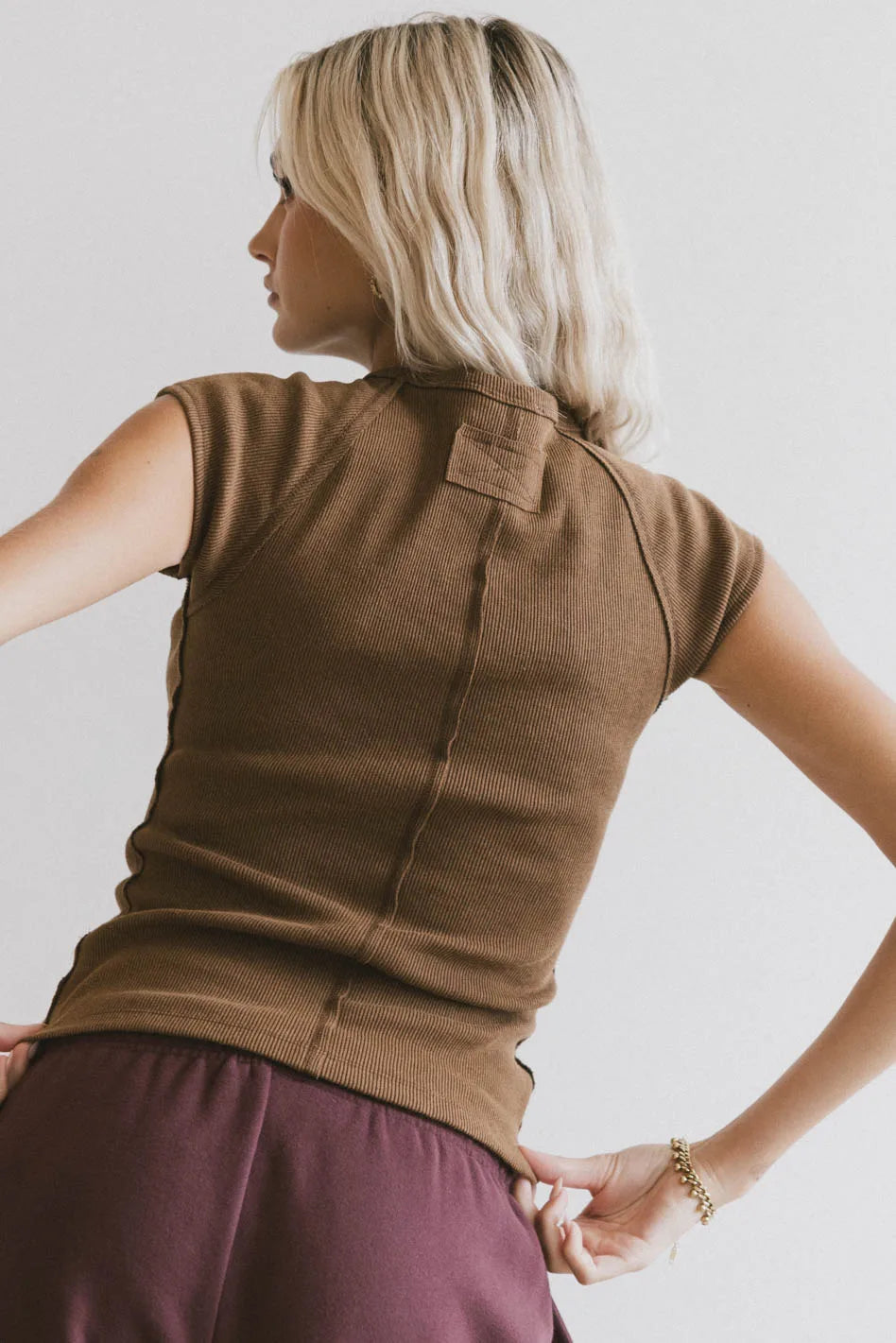 Huxley Cap Sleeve Top in Brown - FINAL SALE