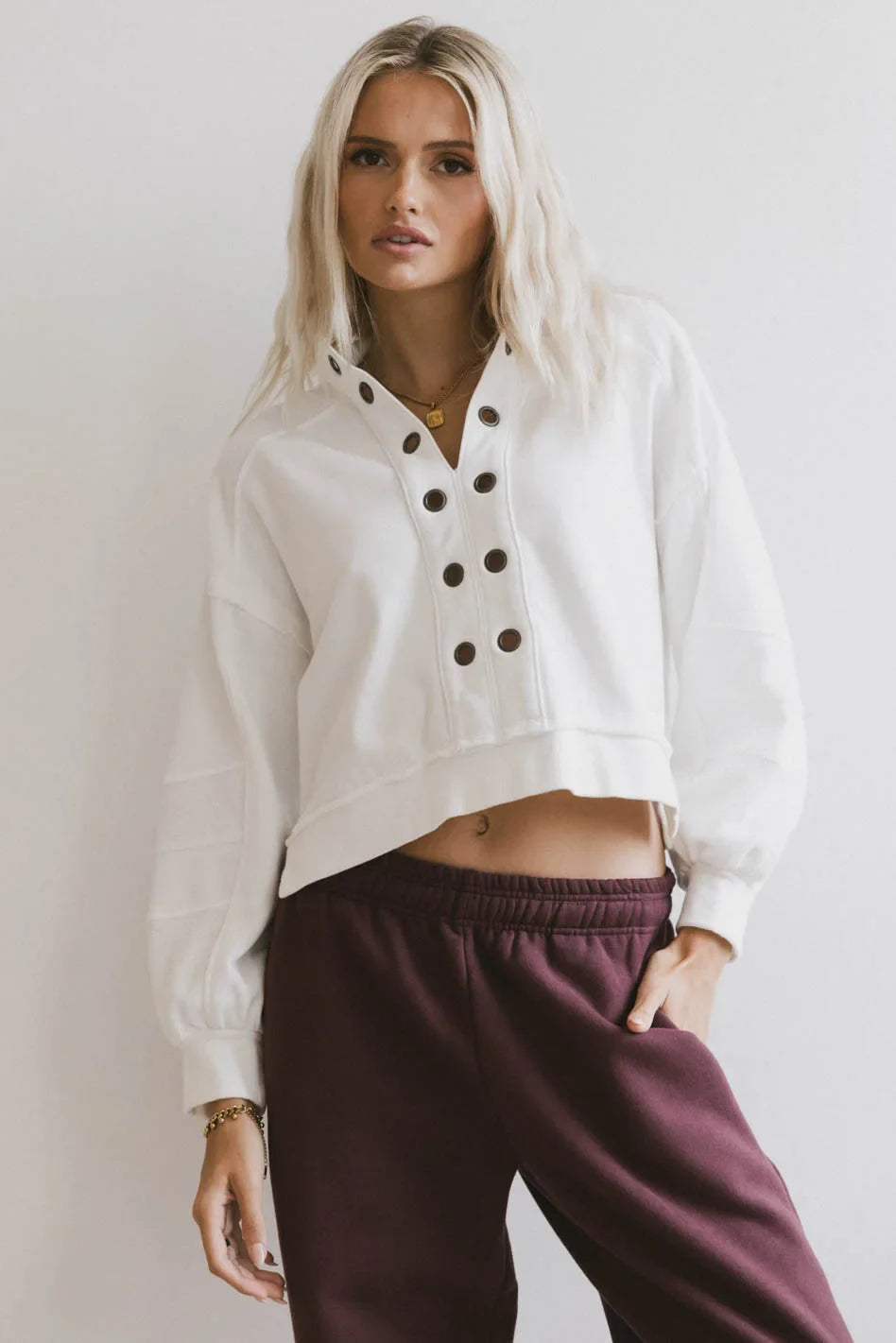 Maxfield Grommet Top in White - FINAL SALE