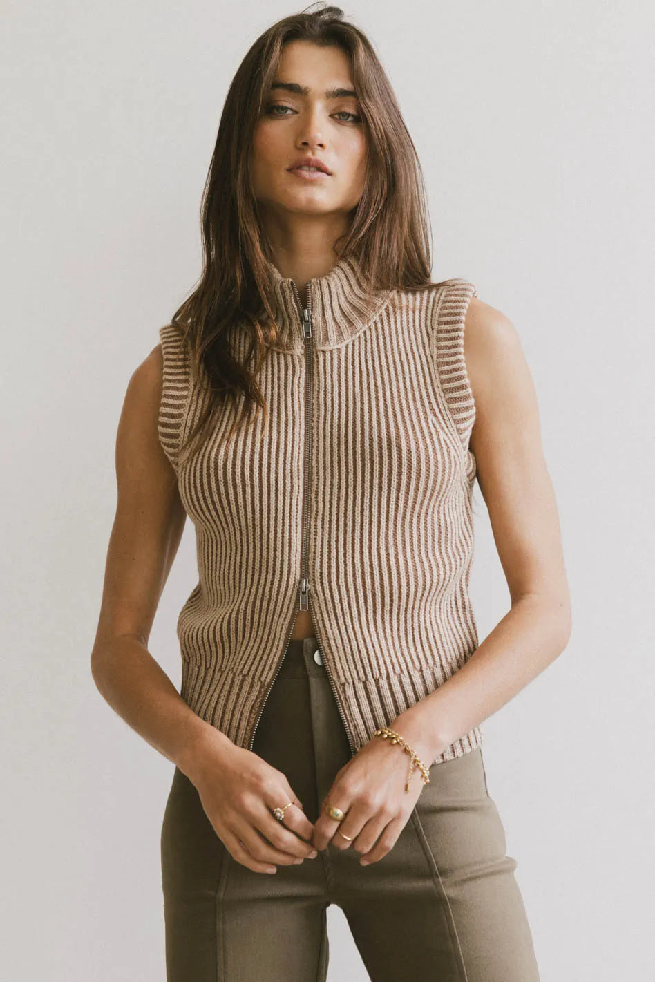 Monroe Zip Up in Mocha - FINAL SALE
