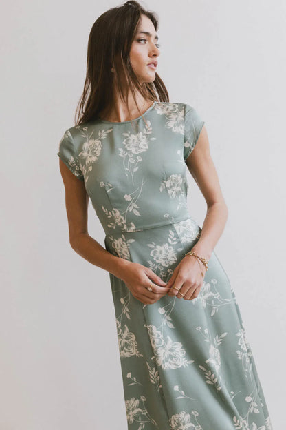 Daniella Floral Dress in Sage - FINAL SALE