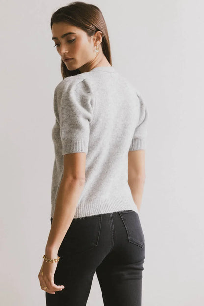 Colletta Short Sleeve Cardigan in Heather Grey - FINAL SALE