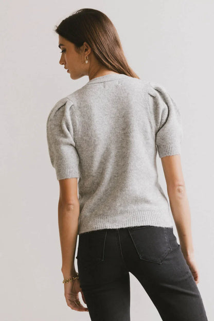 Colletta Short Sleeve Cardigan in Heather Grey - FINAL SALE