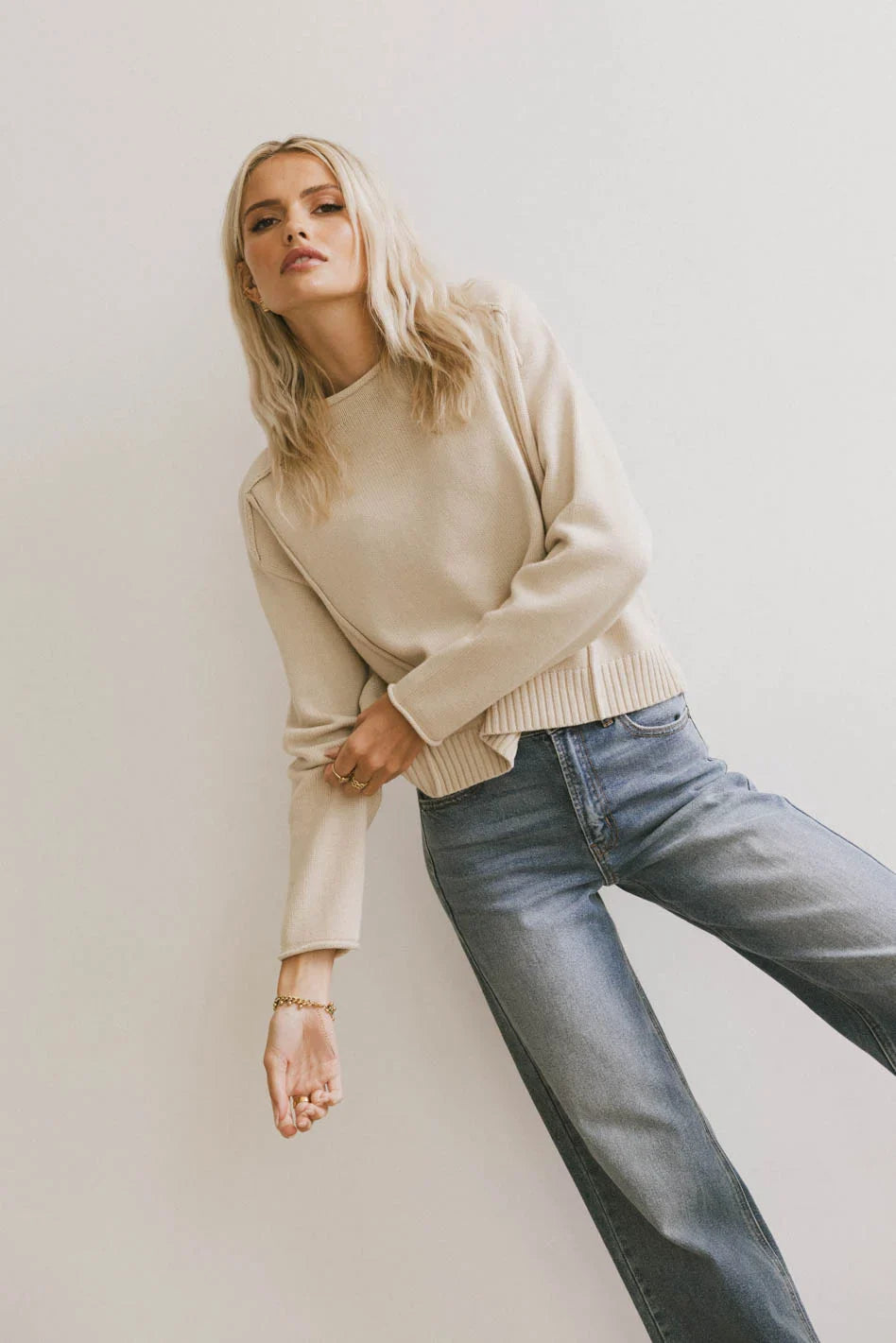 Leander Knit Sweater in Oatmeal - FINAL SALE