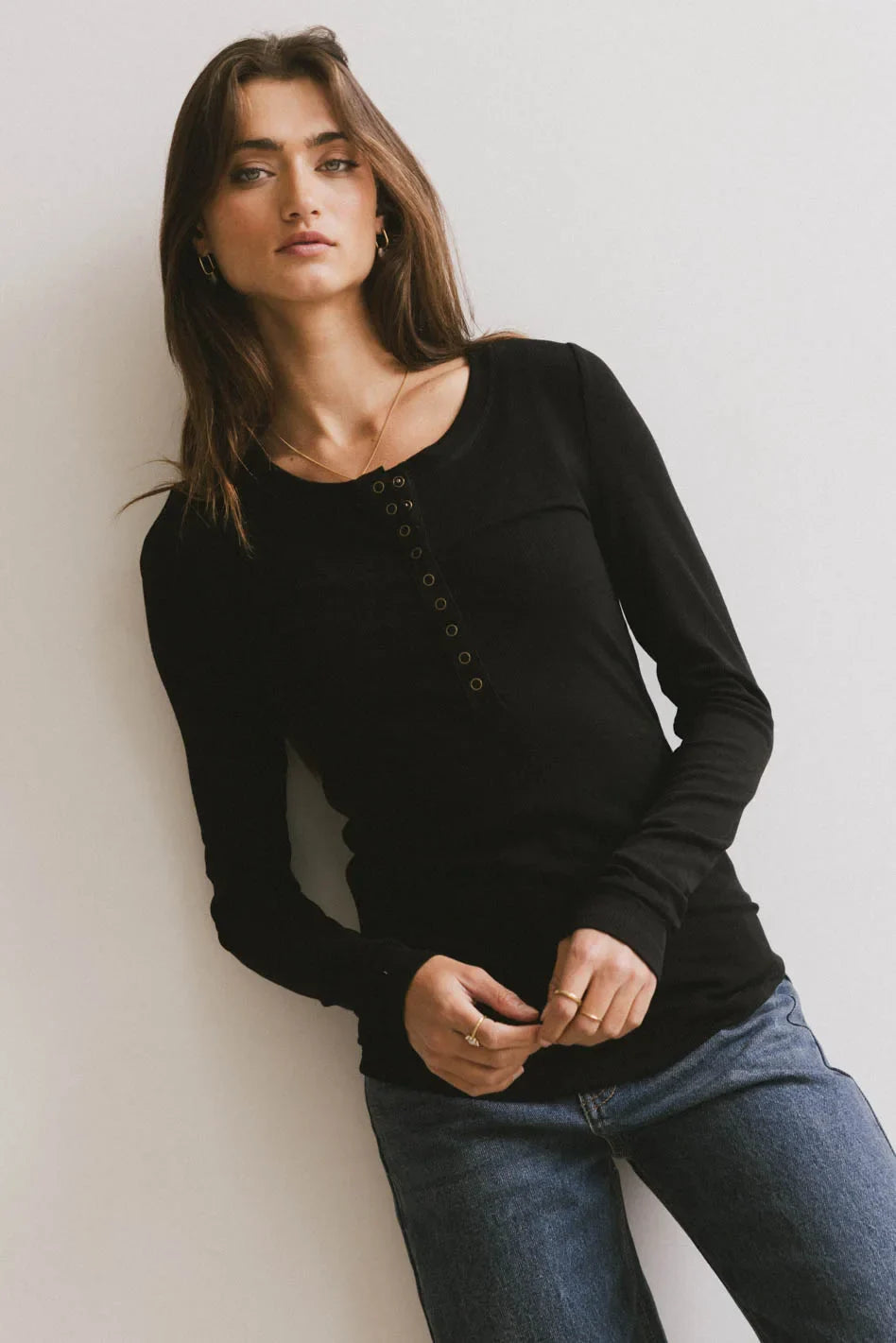 Ivanna Henley Top in Black - FINAL SALE
