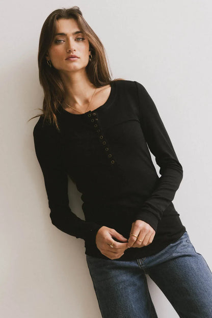 Ivanna Henley Top in Black - FINAL SALE