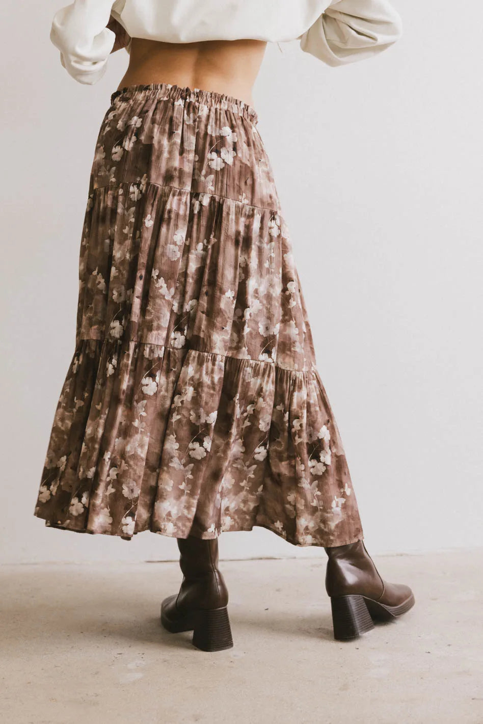 Maxine Floral Skirt in Brown - FINAL SALE