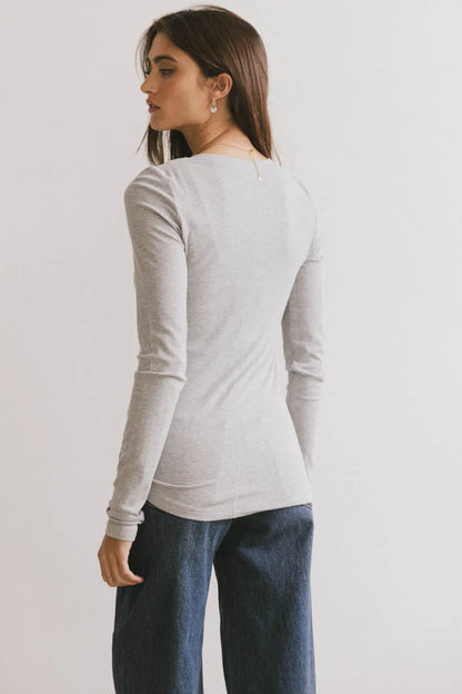Ivanna Henley Top in Grey - FINAL SALE