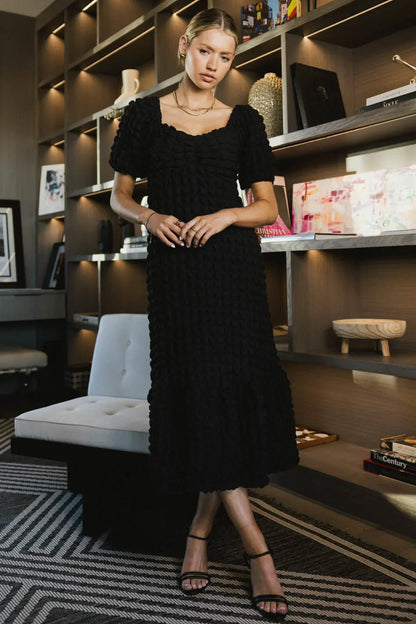Miley Bubble Texture Dress in Black - FINAL SALE