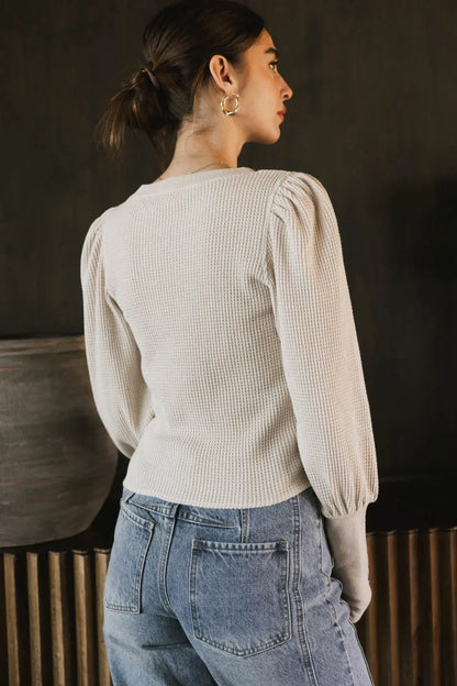 Lettie Waffle Knit Top in Cream - FINAL SALE