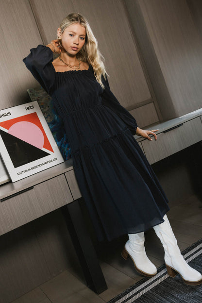 Finnian Midi Dress in Navy - FINAL SALE