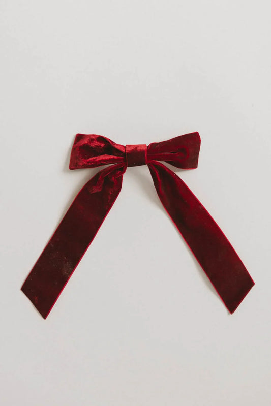 Long Tail Velvet Bow in Burgundy - FINAL SALE