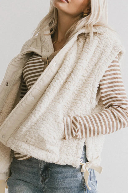 Johanna Sherpa Vest in Beige - FINAL SALE
