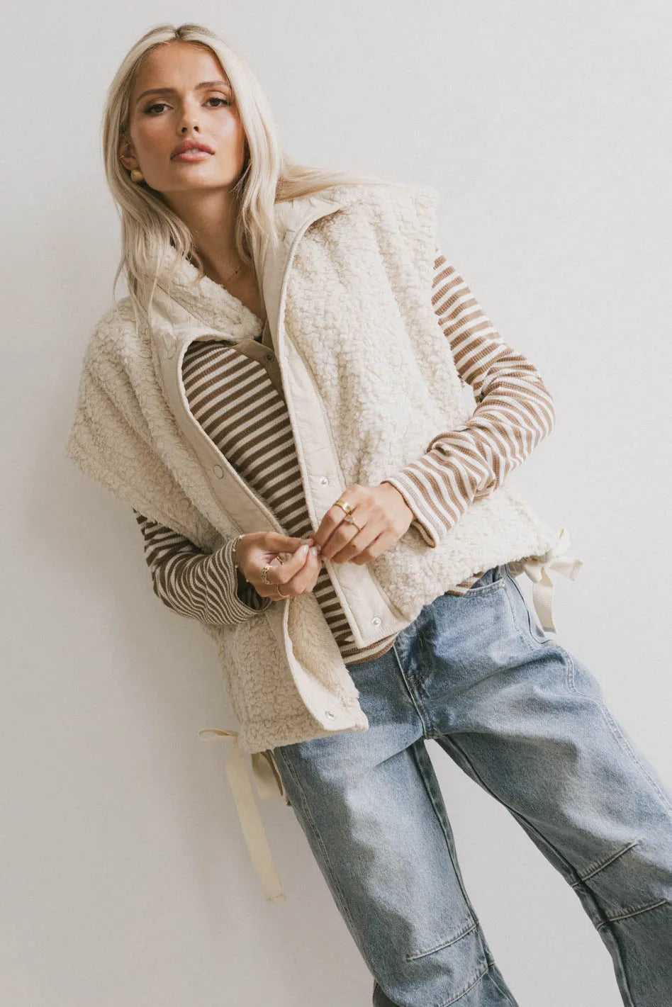 Johanna Sherpa Vest in Beige - FINAL SALE