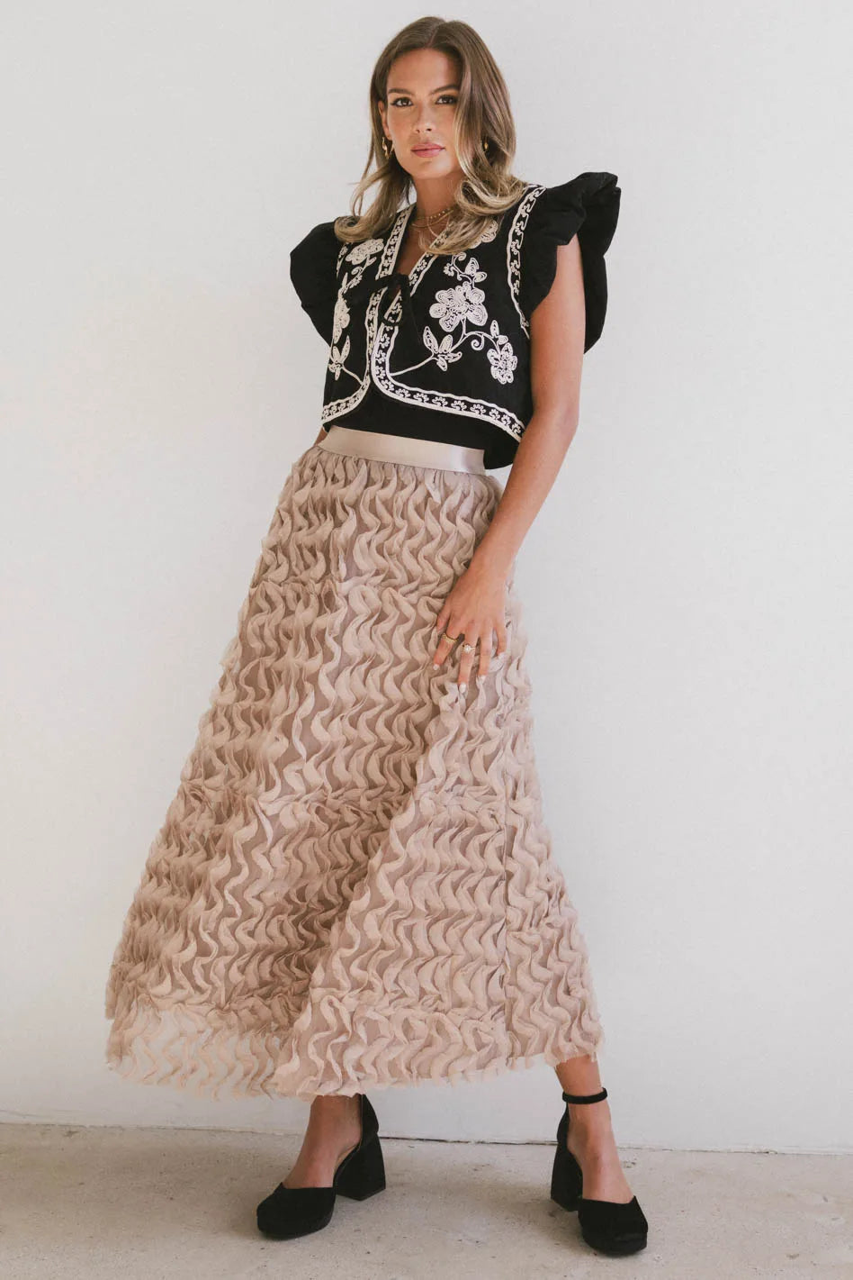 Yani Ruffle Tulle Maxi Skirt in Mauve - FINAL SALE