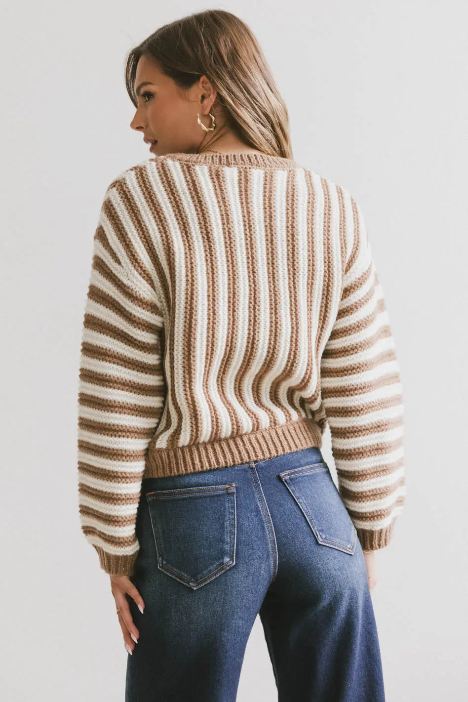 Baila Striped Sweater in Mocha - FINAL SALE
