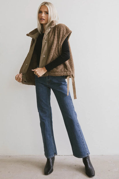 Johanna Sherpa Vest in Brown - FINAL SALE