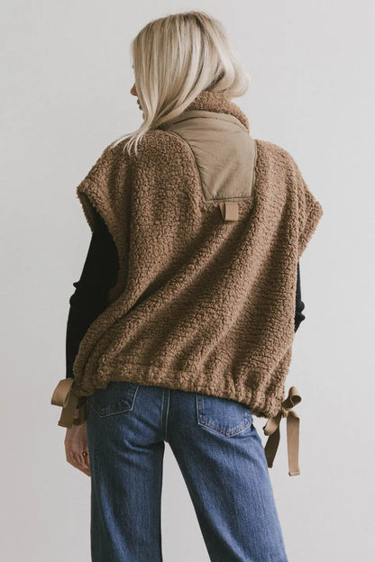 Johanna Sherpa Vest in Brown - FINAL SALE