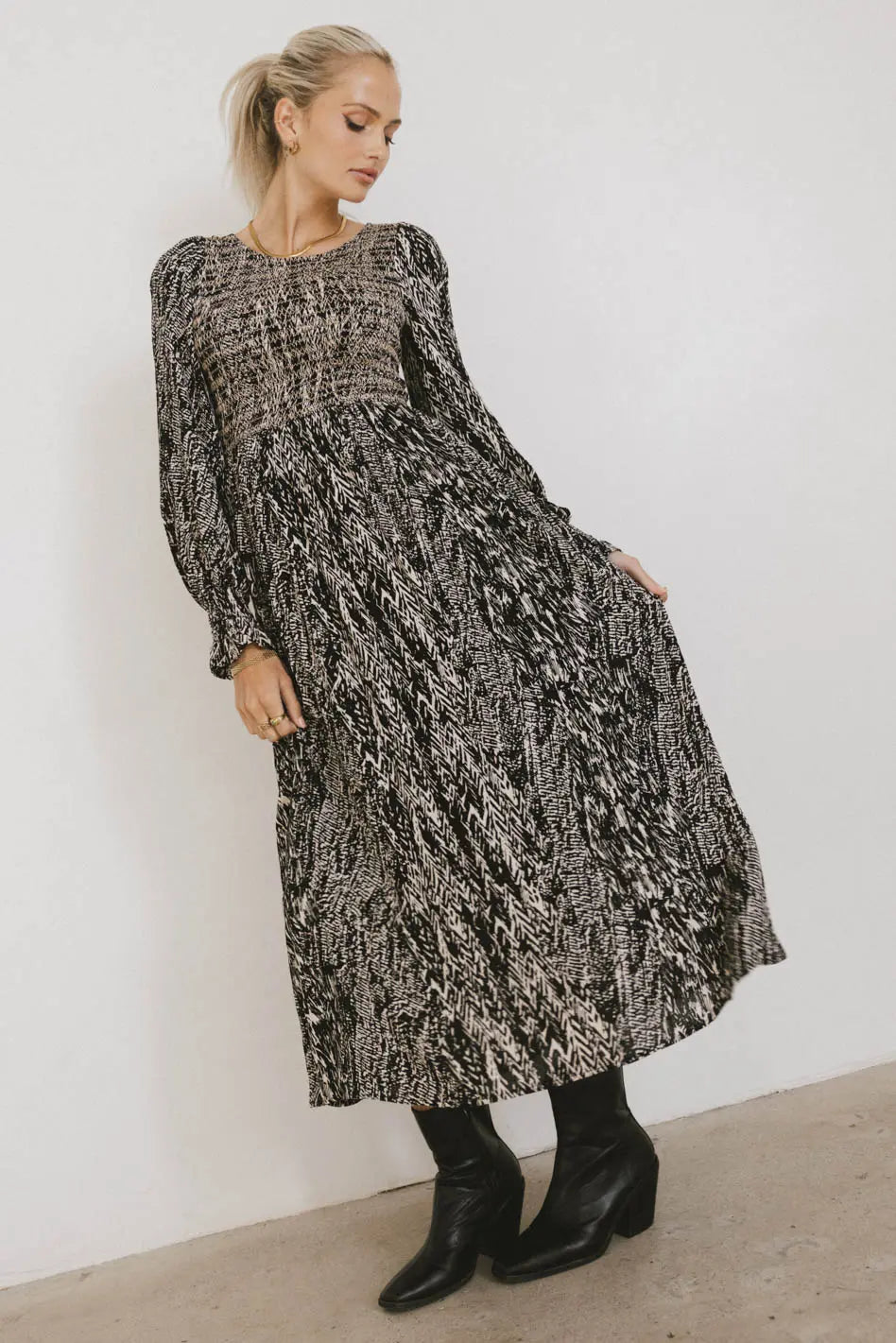 Justice Abstract Midi Dress in Black - FINAL SALE