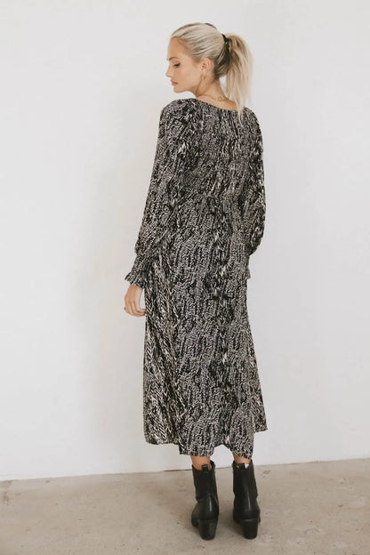 Justice Abstract Midi Dress in Black - FINAL SALE