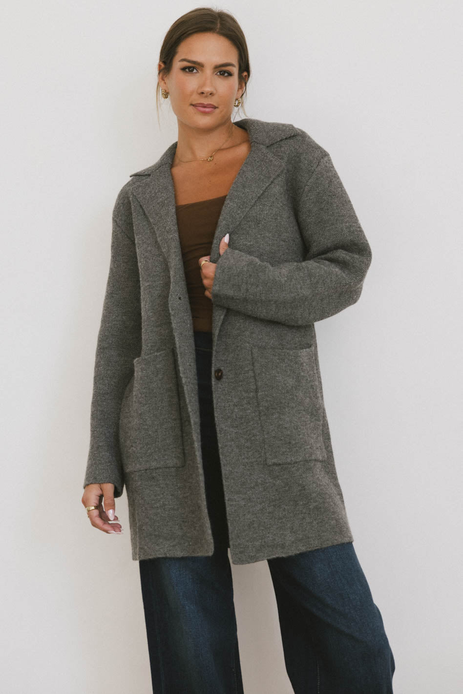 Micha Knitted Cardigan in Charcoal - FINAL SALE