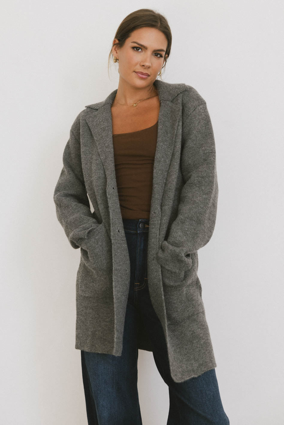 Micha Knitted Cardigan in Charcoal - FINAL SALE