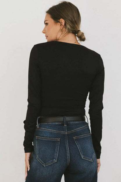 Demi Square Neck Bodysuit in Black - FINAL SALE