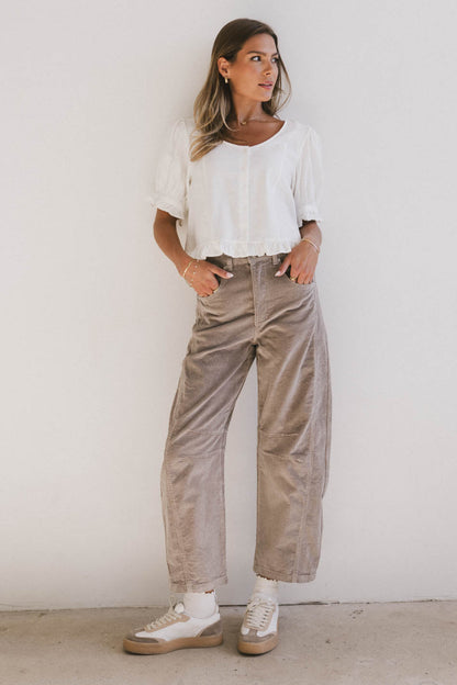 Lisette Barrel Jean in Tan Courduroy - FINAL SALE