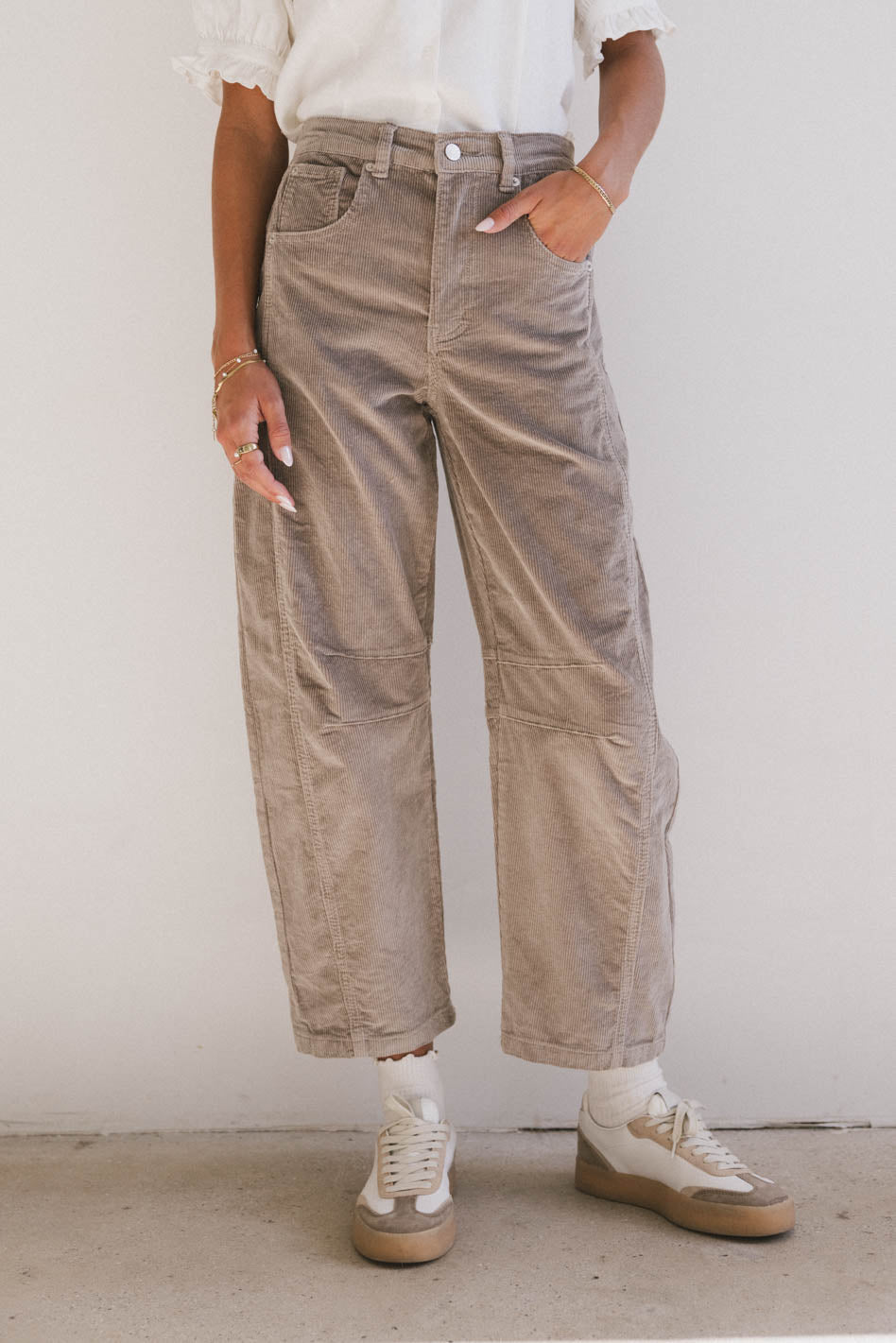 Lisette Barrel Jean in Tan Courduroy - FINAL SALE