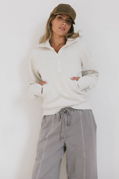 Krista Half Zip in Bone - FINAL SALE