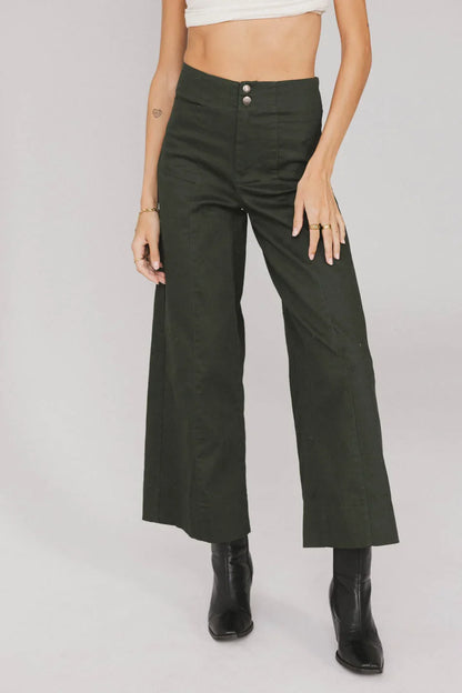 Aspen Wide Leg Pants in Hunter Green - FINAL SALE