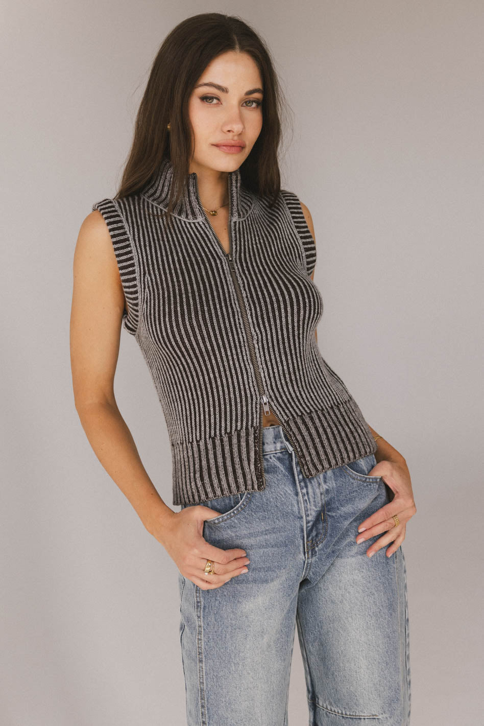 Monroe Zip Up in Grey - FINAL SALE