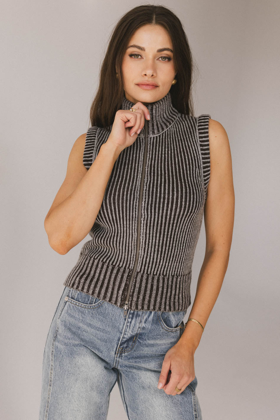 Monroe Zip Up in Grey - FINAL SALE