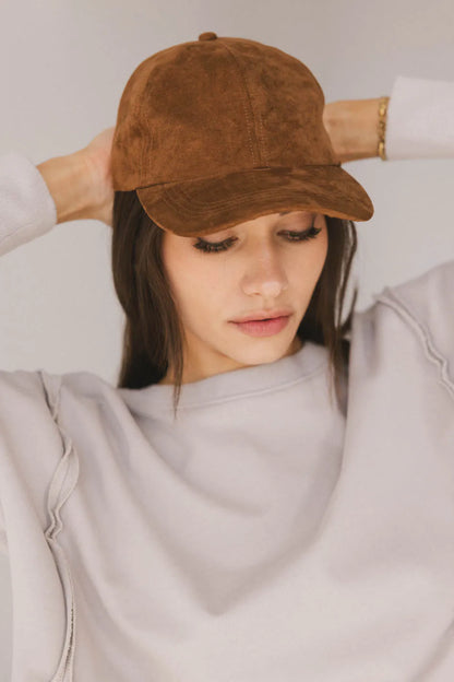 Suede Baseball Cap in Cognac - FINAL SALE