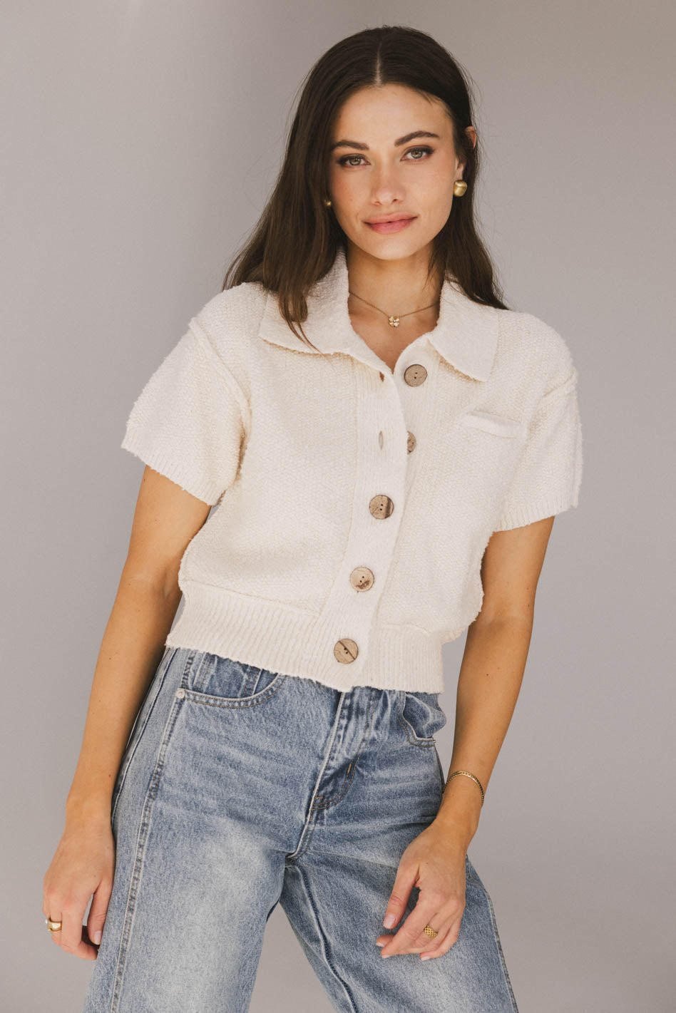Hayes Knit Cardigan in Cream - FINAL SALE