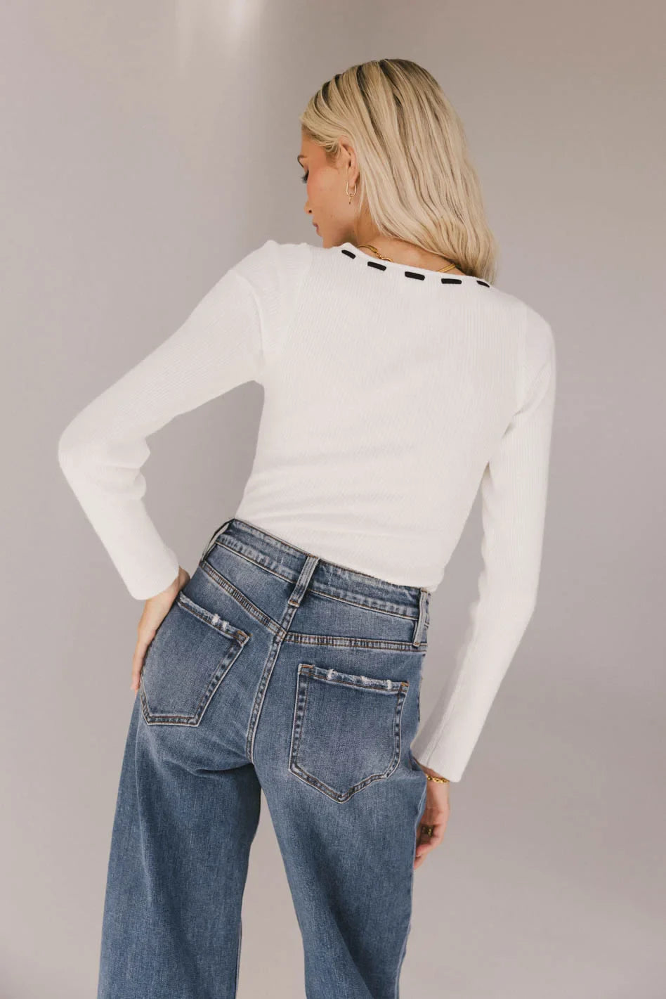 Swenn Ribbed Top in Ivory - FINAL SALE