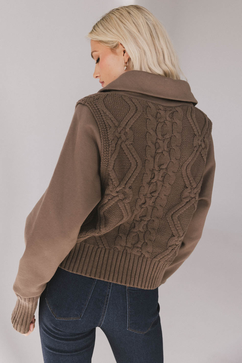 Irene Cable Knit Sweater in Olive - FINAL SALE