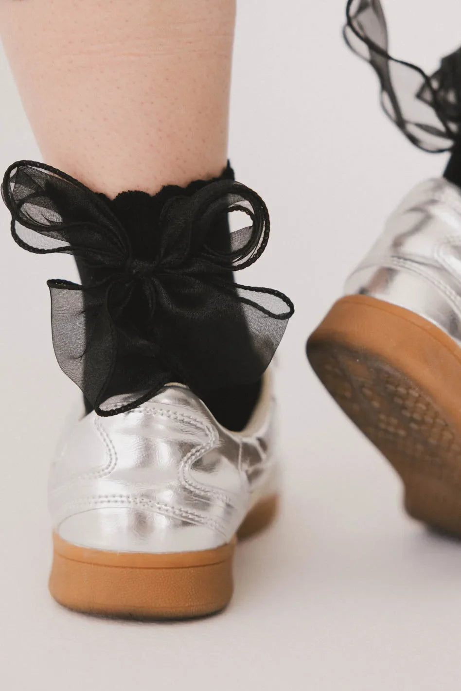 Ruffle Bow Socks in Black - FINAL SALE
