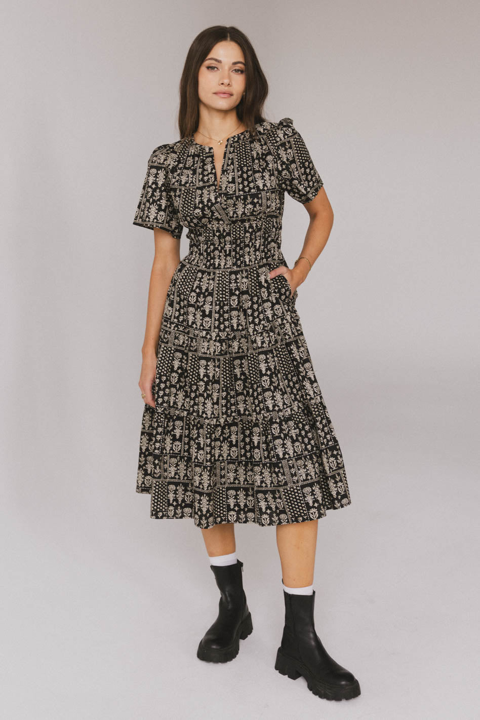 Sandra Smocked Waist Midi Dress - FINAL SALE