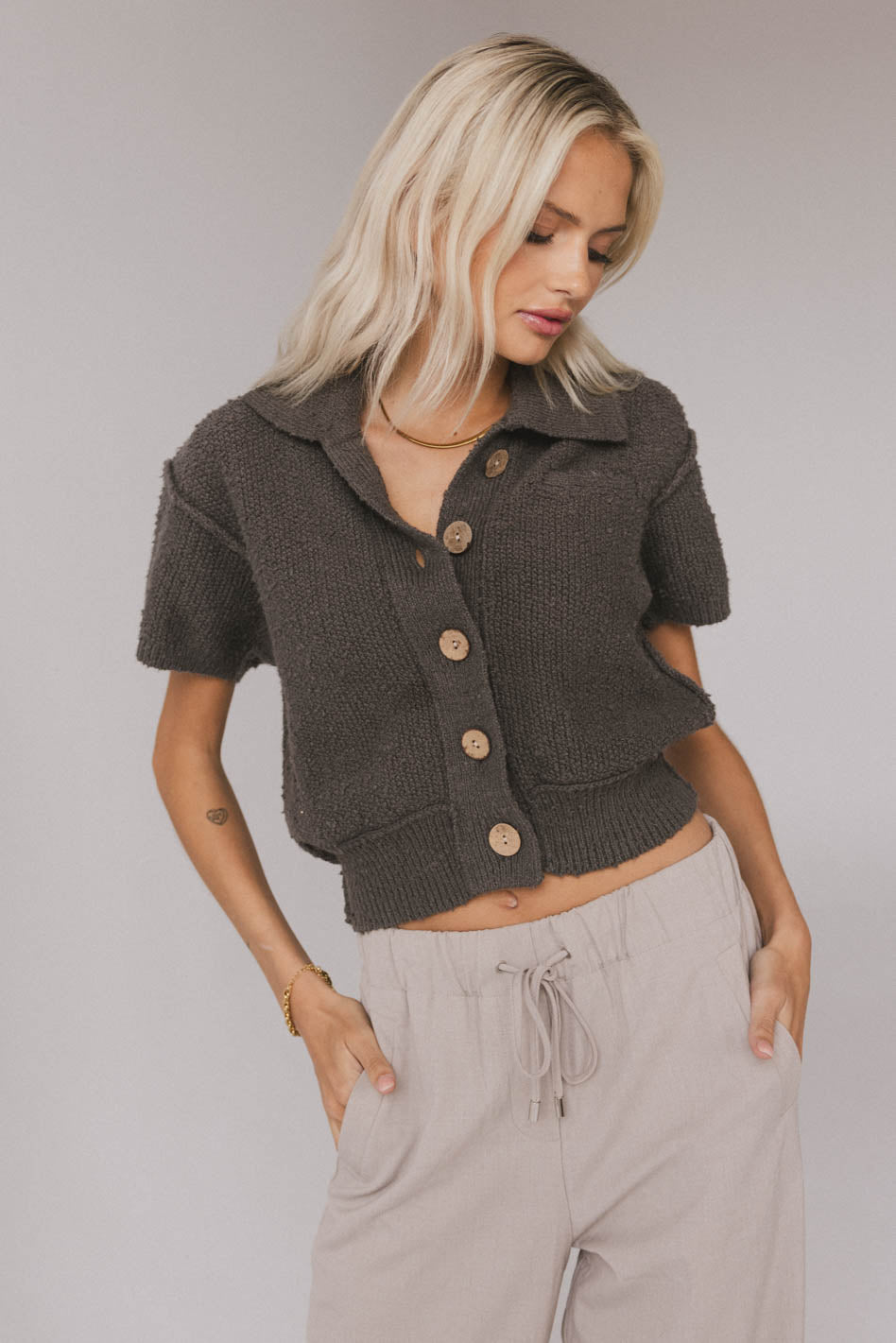 Hayes Knit Cardigan in Charcoal - FINAL SALE