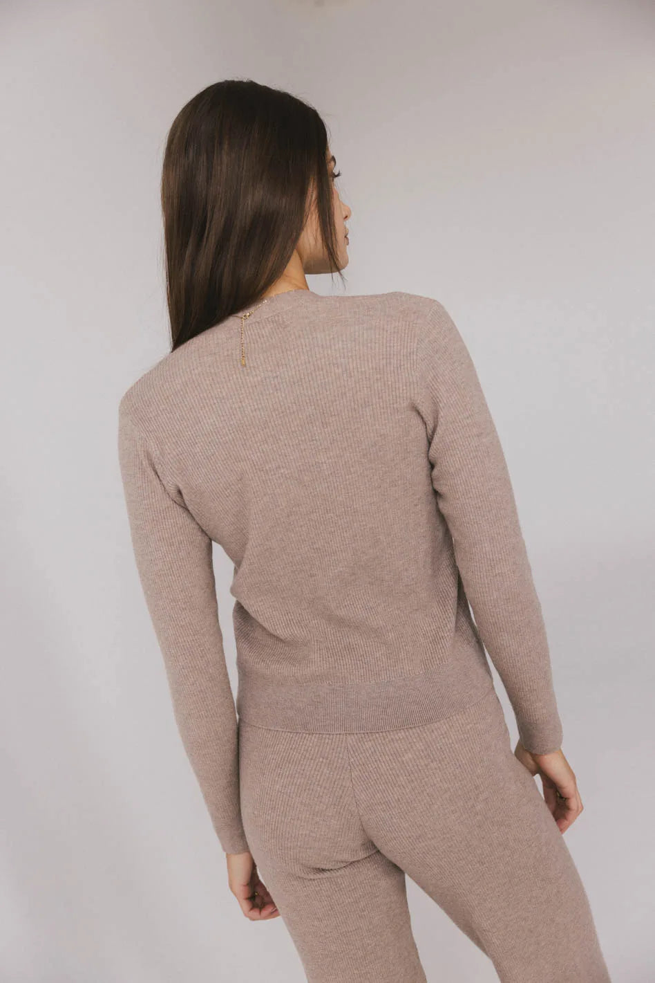 Evelise Ribbed Cardigan in Mocha - FINAL SALE
