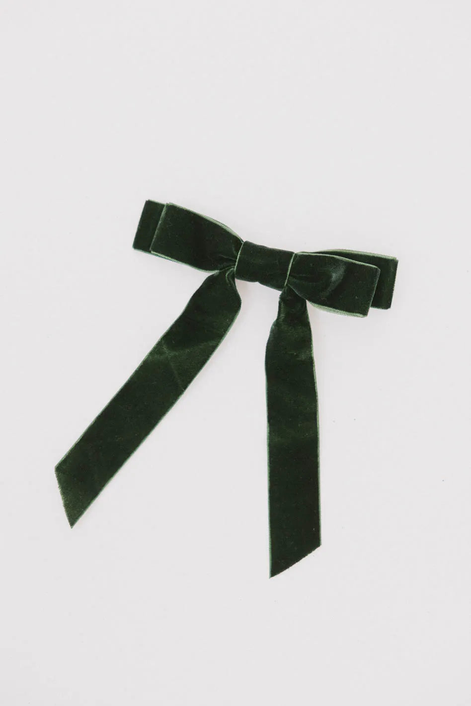 Double Loop Velvet Bow in Green - FINAL SALE