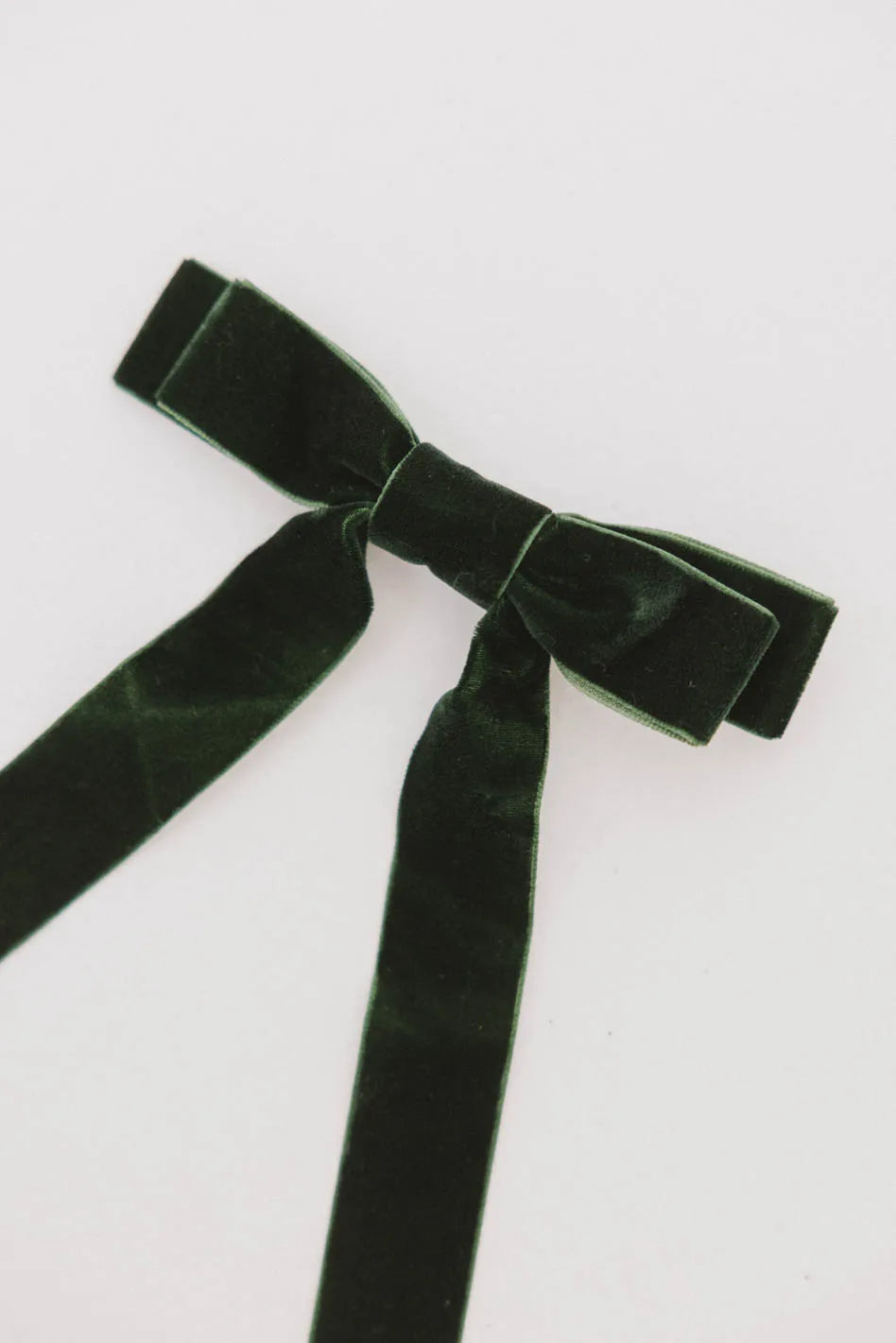 Double Loop Velvet Bow in Green - FINAL SALE