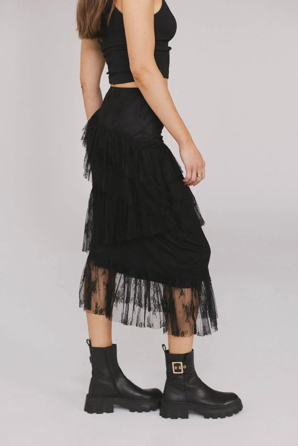 Where I Belong Midi Skirt in Black - FINAL SALE