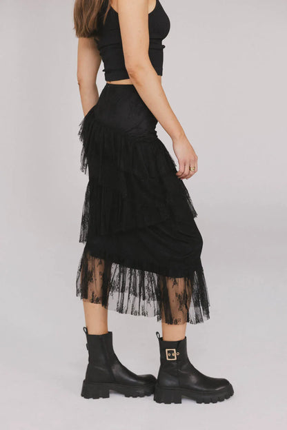 Where I Belong Midi Skirt in Black - FINAL SALE