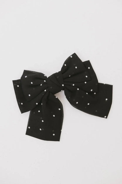 Polka Dot Bow Hair Clip in Black - FINAL SALE