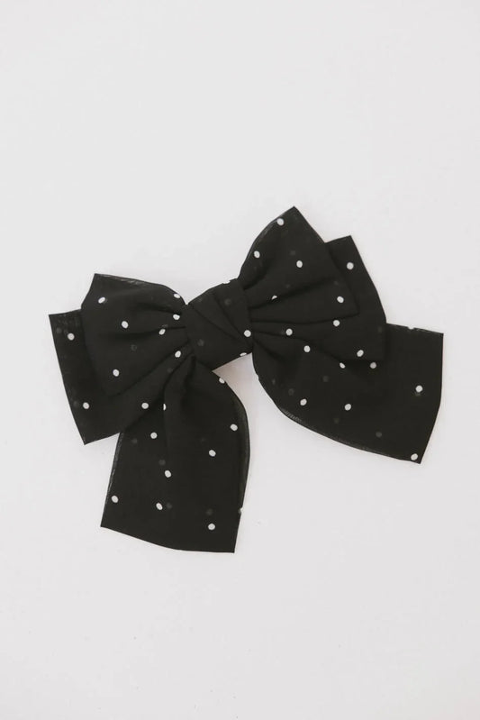 Polka Dot Bow Hair Clip in Black - FINAL SALE