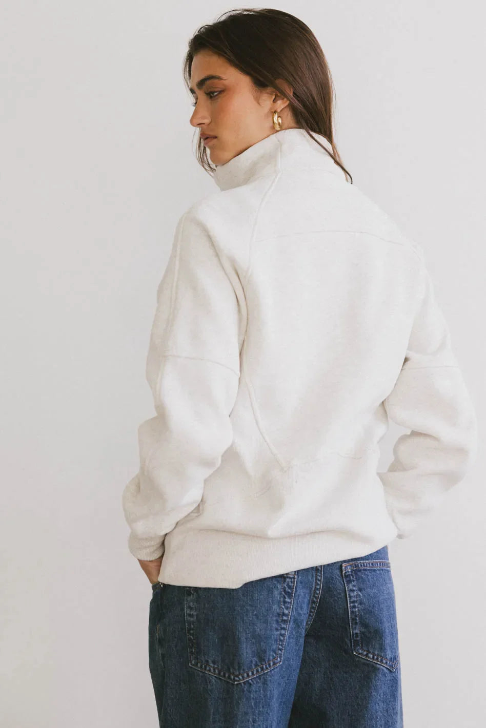 Krista Half Zip in Bone - FINAL SALE
