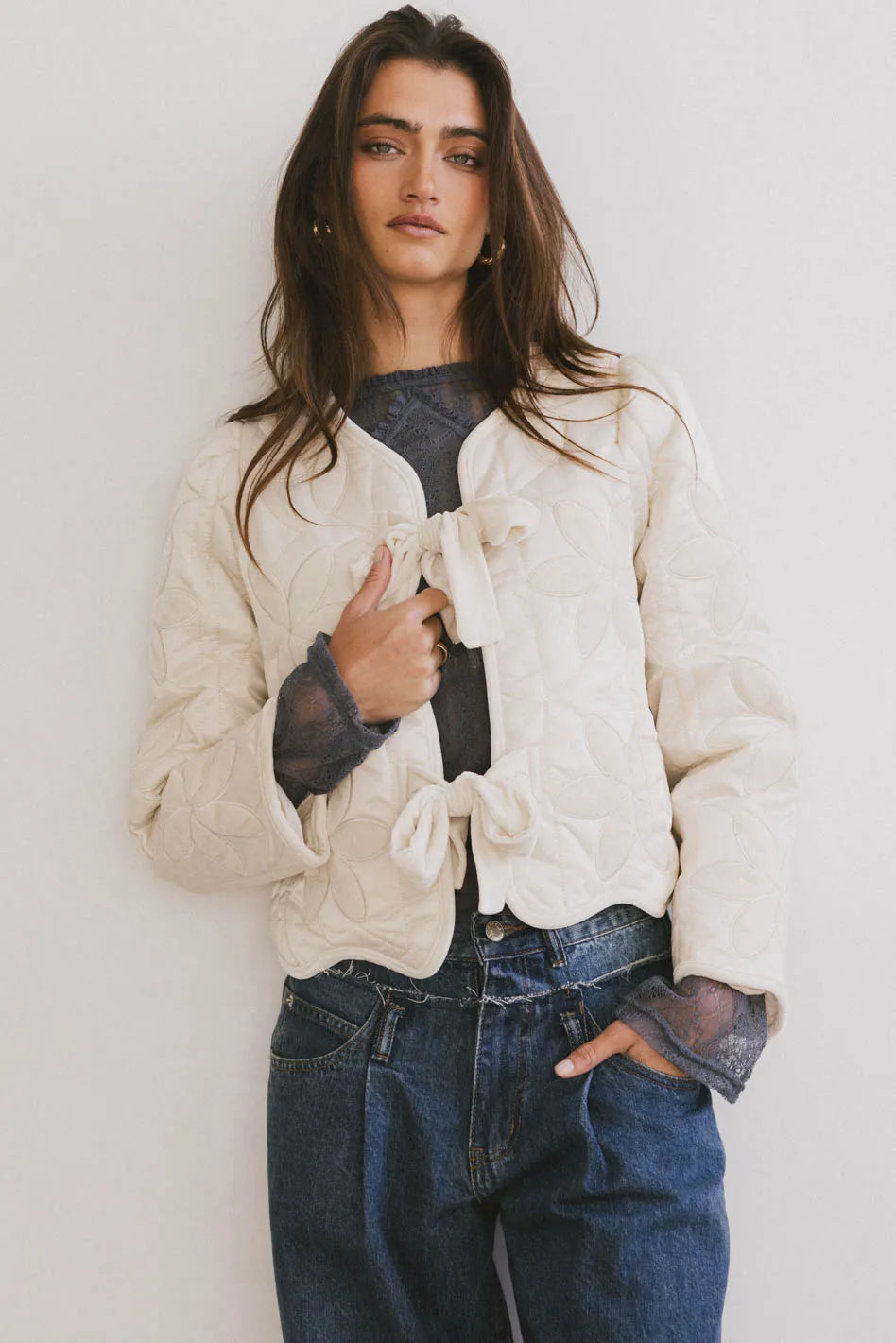 Shelly Quilted Jacket in Cream - FINAL SALE