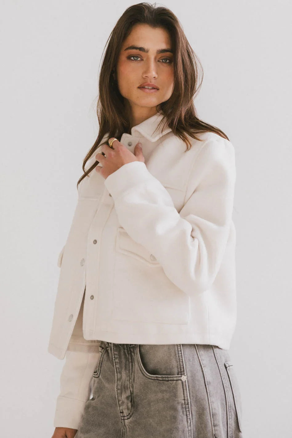 Nina Wool Blend Jacket in Cream - FINAL SALE
