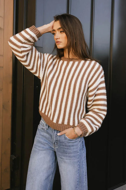 Baila Striped Sweater in Mocha - FINAL SALE